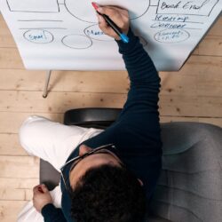 Man drawing with a marker on a white-board